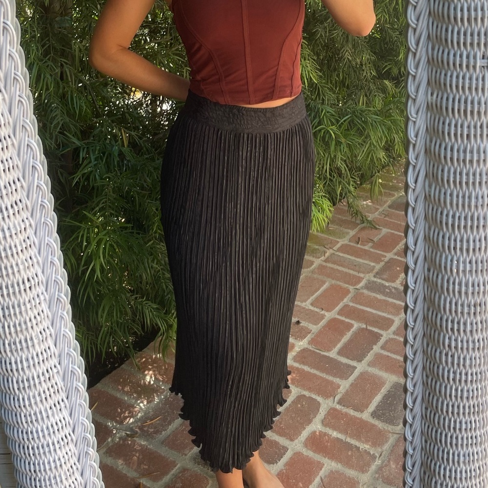 Vtg 80s Diane freis pleated silk skirt